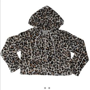 cropped leopard hooded jacket